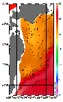 AMSRによる2026年8月13日の房総から道東沖合の海面水温19℃台から28℃台となっている