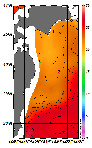 AMSRによる2026年8月14日の房総から道東沖合の海面水温20℃台から27℃台となっている