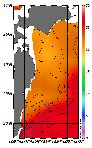 AMSRによる2026年8月15日の房総から道東沖合の海面水温20℃台から28℃台となっている