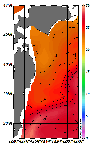 AMSRによる2026年8月18日の房総から道東沖合の海面水温23℃台から28℃台となっている