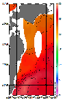 AMSRによる2026年8月19日の房総から道東沖合の海面水温21℃台から28℃台となっている