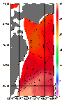 AMSRによる2026年8月24日の房総から道東沖合の海面水温22℃台から29℃台となっている