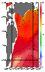 AMSRによる2026年8月27日の房総から道東沖合の海面水温20℃台から29℃台となっている