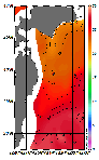 AMSRによる2026年8月30日の房総から道東沖合の海面水温18℃台から28℃台となっている