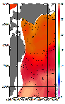 AMSRによる2026年8月30日の房総から道東沖合の海面水温18℃台から29℃台となっている
