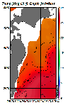 AMSRによる2026年9月2日の房総から道東沖合の海面水温22℃台から28℃台となっている