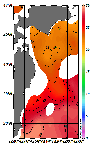 AMSRによる2026年9月3日の房総から道東沖合の海面水温21℃台から29℃台となっている