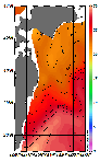 AMSRによる2026年9月4日の房総から道東沖合の海面水温20℃台から29℃台となっている