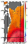 AMSRによる2026年9月6日の房総から道東沖合の海面水温18℃台から29℃台となっている