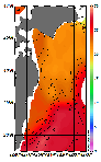 AMSRによる2026年9月10日の房総から道東沖合の海面水温18℃台から28℃台となっている