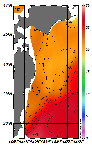 AMSRによる2026年9月11日の房総から道東沖合の海面水温17℃台から28℃台となっている