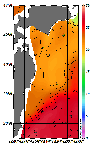 AMSRによる2026年9月12日の房総から道東沖合の海面水温17℃台から28℃台となっている