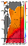 AMSRによる2026年9月13日の房総から道東沖合の海面水温17℃台から28℃台となっている