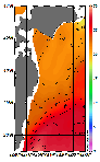 AMSRによる2026年9月14日の房総から道東沖合の海面水温18℃台から28℃台となっている