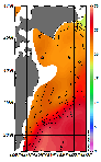 AMSRによる2026年9月15日の房総から道東沖合の海面水温17℃台から28℃台となっている