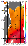 AMSRによる2026年9月16日の房総から道東沖合の海面水温17℃台から29℃台となっている