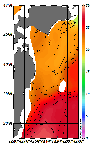 AMSRによる2026年9月17日の房総から道東沖合の海面水温17℃台から28℃台となっている