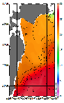 AMSRによる2026年9月19日の房総から道東沖合の海面水温16℃台から28℃台となっている