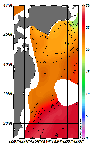 AMSRによる2026年9月21日の房総から道東沖合の海面水温16℃台から28℃台となっている