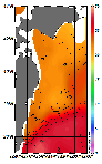 AMSRによる2026年9月22日の房総から道東沖合の海面水温18℃台から28℃台となっている