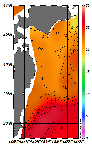 AMSRによる2026年9月24日の房総から道東沖合の海面水温18℃台から27℃台となっている