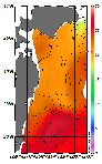 AMSRによる2026年9月25日の房総から道東沖合の海面水温17℃台から27℃台となっている