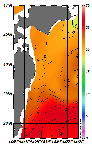 AMSRによる2026年9月26日の房総から道東沖合の海面水温17℃台から26℃台となっている