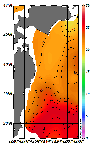 AMSRによる2026年9月29日の房総から道東沖合の海面水温18℃台から26℃台となっている