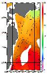 AMSRによる2026年10月01日の房総から道東沖合の海面水温16℃台から26℃台となっている