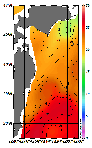 AMSRによる2026年10月03日の房総から道東沖合の海面水温16℃台から26℃台となっている