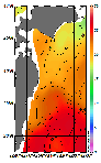 AMSRによる2026年10月05日の房総から道東沖合の海面水温16℃台から26℃台となっている
