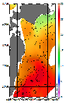 AMSRによる2026年10月07日の房総から道東沖合の海面水温15℃台から26℃台となっている