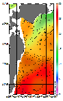 AMSRによる2026年10月11日の房総から道東沖合の海面水温14℃台から26℃台となっている