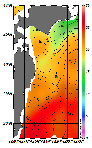 AMSRによる2026年10月15日の房総から道東沖合の海面水温13℃台から26℃台となっている