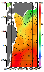 AMSRによる2026年10月17日の房総から道東沖合の海面水温12℃台から25℃台となっている