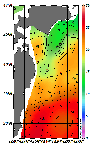 AMSRによる2026年10月20日の房総から道東沖合の海面水温11℃台から26℃台となっている