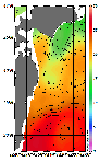 AMSRによる2026年10月21日の房総から道東沖合の海面水温13℃台から27℃台となっている