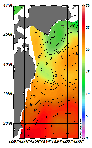 AMSRによる2026年10月22日の房総から道東沖合の海面水温11℃台から26℃台となっている
