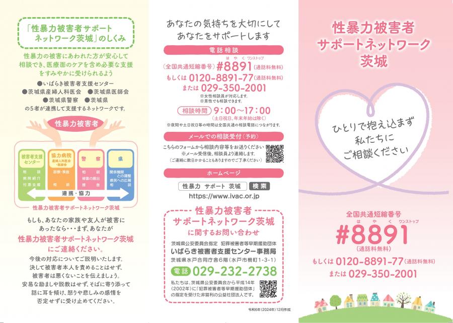 性暴力被害者サポートネットワーク茨城チラシ表